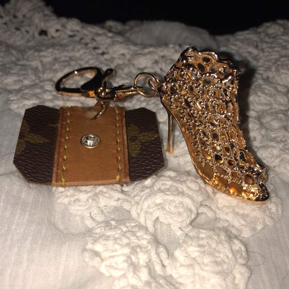 Gold shoe keychain, High Heel, Handbag Charm